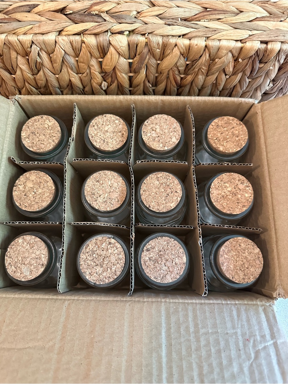 Glass Cosmetic Jars with Cork Lids — Neutral Brown